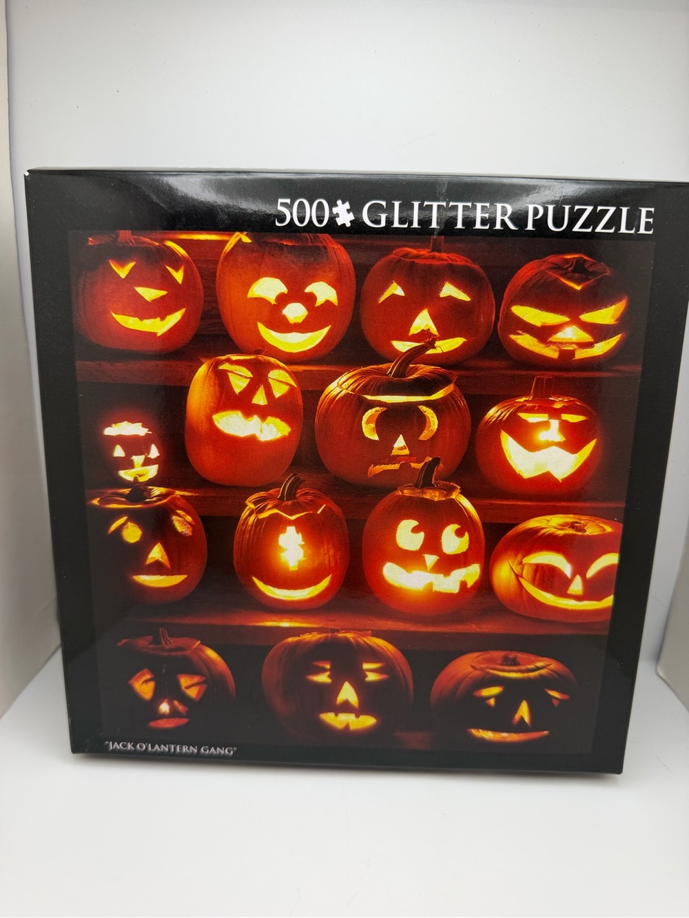 Jack o Lantern Gang 500 Piece Glitter Halloween Puzzle New